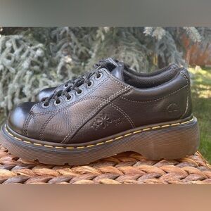 Rare Dr. Martens Black Vintage 12283 Y2K 90S Platform Floral Daisy Oxford Shoes